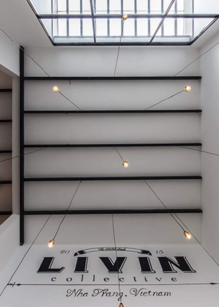 view looking up the rotunda inside the store